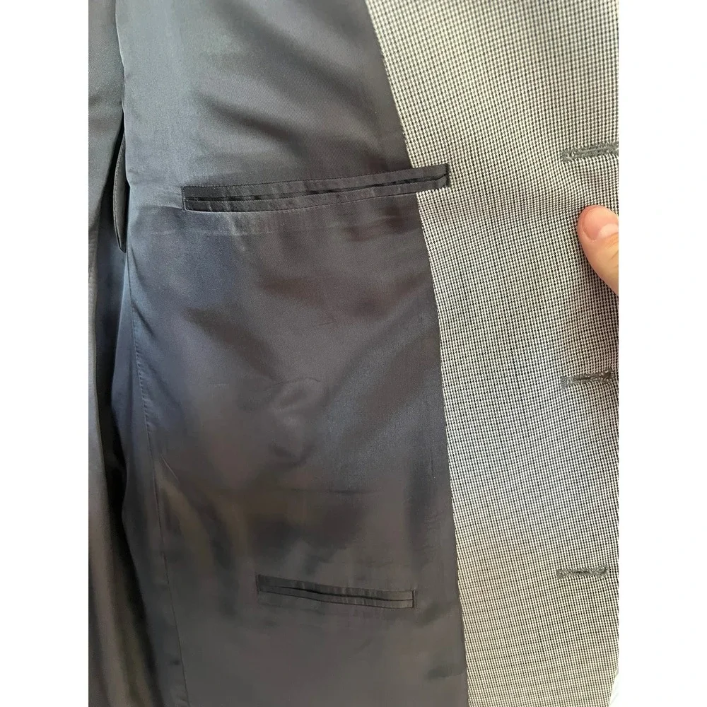Stafford Men's Light Grey Micro Check Three Button Blazer Jacket Business Casual